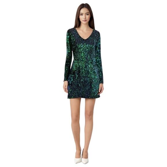 NWT Romeo & Juliet Sequin Midi Dress Blue Green Small - Picture 2 of 6